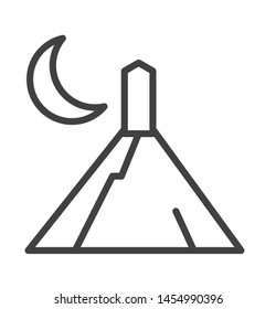 arafah mountain icon with a thin line style used for Islam, web, print, or pictograms. illustration of hajj, umrah, ramadhan kareem, ied mubarak - vector lines.