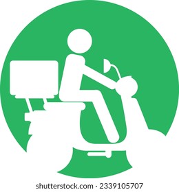 arafed man on a scooter with a computer on the back