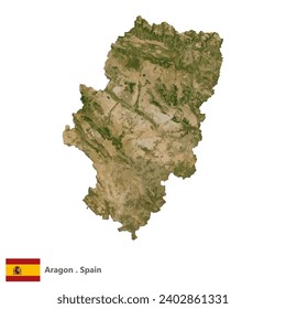 Aragon, Autonomous Community of Spain Topographic Map (EPS)