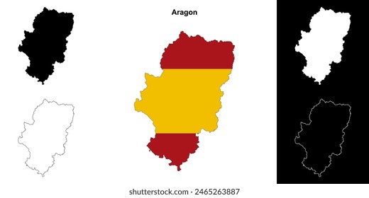 Aragon blank outline map set