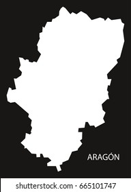 Aragon Spain map black inverted silhouette illustration