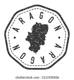 Aragon, Spain Map Stamp Retro Postmark. Silhouette Postal Passport. Seal Round Vector Icon. Badge Vintage Postage Design.