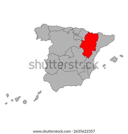 Aragon of Spain map symbol shape, travel web flat vector illustration .