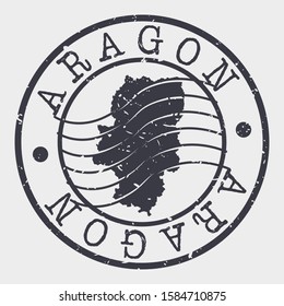 Aragon Spain Stamp Postal. Map Silhouette Seal. Passport Round Design. Vector Icon. Design Retro Travel.