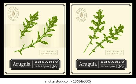 Empaquetado de etiquetas de especias y hierbas de aragula plantilla personalizable