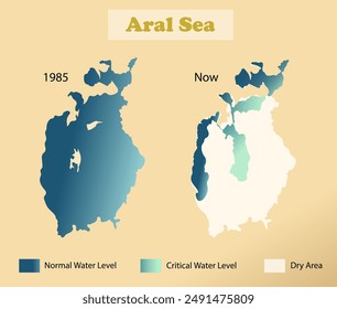 Aral sea map. Science education vector illustration