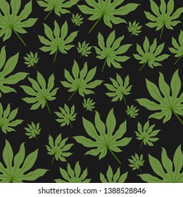 aralia leaf pattern vector with black background.eps10
