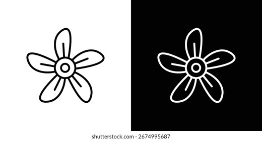 Araliya Blumensymbol Design-Elemente für grafische Designs. Vektorsymbole