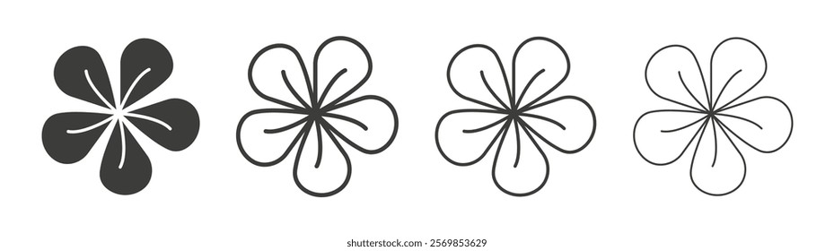 Araliya flower icon flat and linear vector illustration on white background.