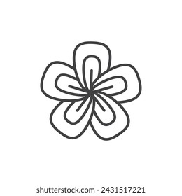 Ilustración del icono de la línea del vector de la flor de Araliya.