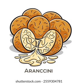 Arancini are delicious Italian rice balls, typically filled with a savory mixture such as meat sauce, peas, and mozzarella cheese.