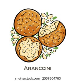 Arancini are delicious Italian rice balls, typically filled with a savory mixture such as meat sauce, peas, and mozzarella cheese.