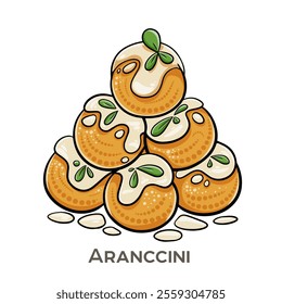 Arancini are delicious Italian rice balls, typically filled with a savory mixture such as meat sauce, peas, and mozzarella cheese.