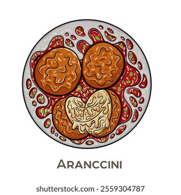 Arancini are delicious Italian rice balls, typically filled with a savory mixture such as meat sauce, peas, and mozzarella cheese.