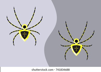 Araneus. Spider cross. Sketch for a tattoo, print, an element for the design of jewelry. Realistic image of gemstone. Top view, isolated image. Color vector illustration EPS8.