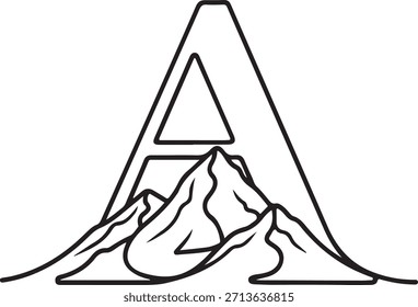 A-range explorer logo design mit einem prominenten buchstaben a und integrierte gebirgskette