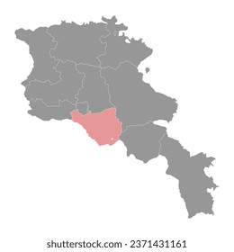 Ararat province map, administrative division of Armenia.