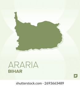 Mapa del distrito de ARARIA, Bihar, India - Esquema de Vector editable.