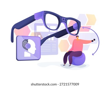 AR-Assisted Physical Therapy abstract concept vector illustration. Patient follows physical therapy exercises with AR glasses showing corrective overlays on joints. abstract metaphor.
