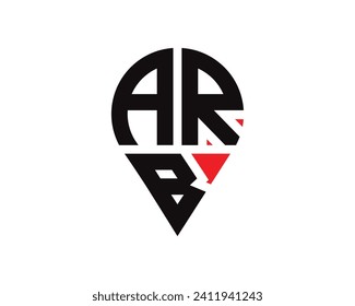 diseño del logotipo de la forma de ubicación de la letra ARB