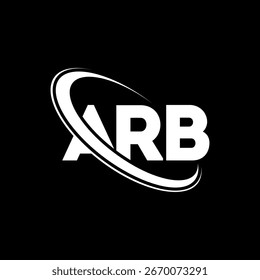 Logotipo de ARB. Diseño del logotipo de la letra ARB. Logotipo de ARB inicial enlazado con el círculo y el logotipo del monograma en mayúsculas. Tipografía ARB para tecnología, negocio y marca inmobiliaria.
