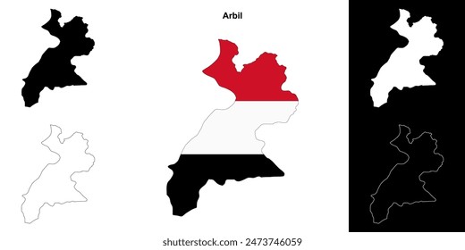 Arbil governorate outline map set