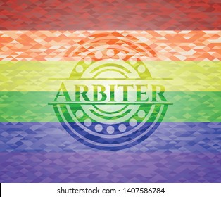Arbiter lgbt colors emblem. Vector Illustration. Mosaic.
