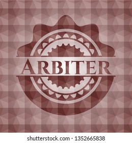 Arbiter red seamless polygonal badge.
