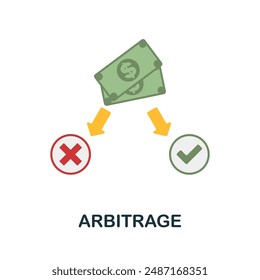 Arbitrage flat icon. Colored sign from stock market collection. Creative Arbitrage icon illustration for web design, infographics and more