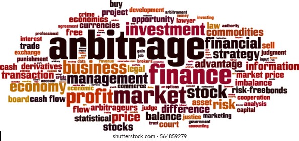Arbitrage word cloud concept. Vector illustration