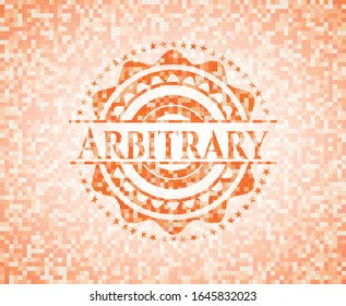 Arbitrary abstract orange mosaic emblem with background
