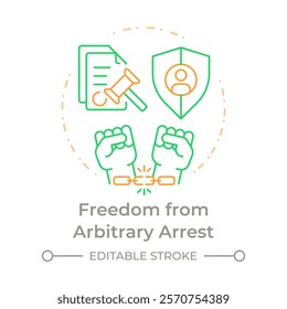 Arbitrary arrest freedom duo tone concept icon. Personal freedom, democracy. Social, public. Round two color outline illustration. Abstract vector design. Easy to use in infographic, presentation