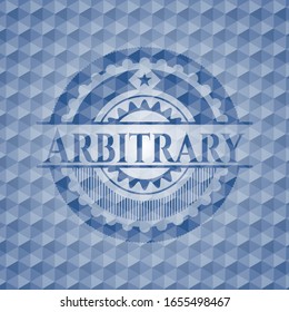 Arbitrary blue emblem or badge with geometric pattern background. Vector Illustration. Detailed.