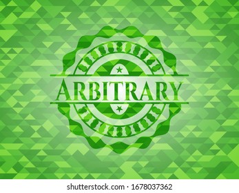 Arbitrary green emblem with mosaic background. Vector Illustration. Detailed.