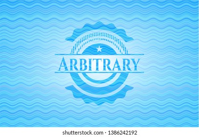 Arbitrary light blue water wave badge background. Vector Illustration. Detailed.