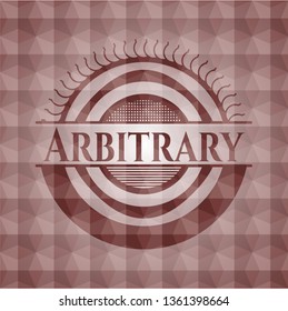 Arbitrary red seamless emblem or badge with abstract geometric pattern background.