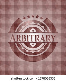 Arbitrary red seamless emblem with geometric pattern background.