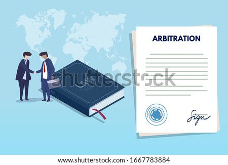 Arbitration agreement. Arbitration hearing with paper and book