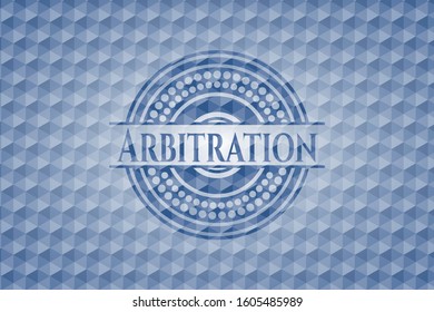 Arbitration blue emblem with geometric background. Vector Illustration. Detailed.