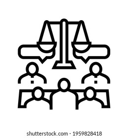 arbitration law dictionary line icon vector. arbitration law dictionary sign. isolated contour symbol black illustration