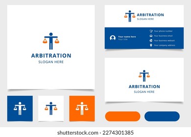 Arbitration logo design with editable slogan. Branding book and business card template.