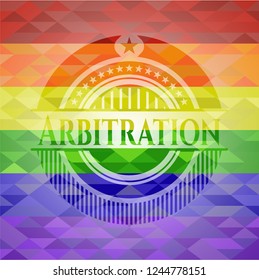 Arbitration on mosaic background with the colors of the LGBT flag