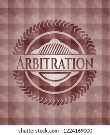 Arbitration red badge with geometric pattern background. Seamless.