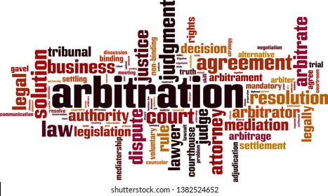 Arbitration word cloud concept. Collage made of words about arbitration. Vector illustration