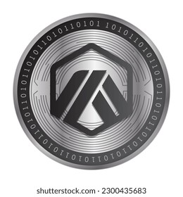 Arbitrum (ARB) crypto currency silver metallic coin vector illustration. Can be used as virtual money icon, logo, emblem, sticker and badge designs.