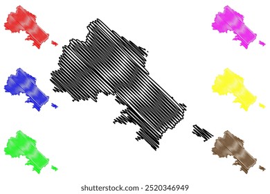 Distrito de Arbon (Suíça, Confederação Suíça, Cantão de Thurgau ou Turgóvia) mapa ilustração vetorial, esboço de rabisco Bezirk mapa de Arbon