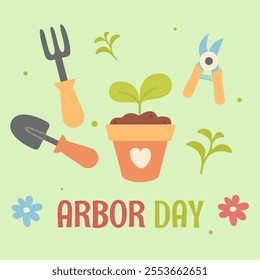 Arbor Day banner background hand drawn