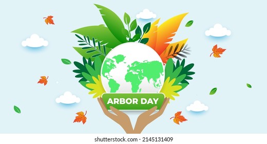 Arbor day banner. Vector illustration.