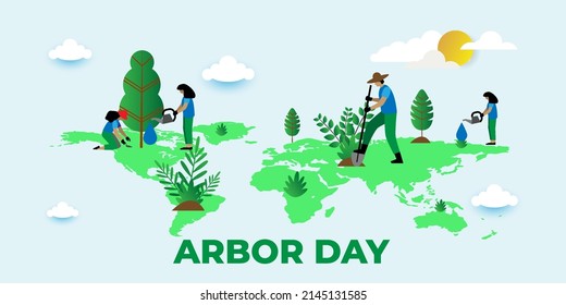 Arbor day banner. Vector illustration.