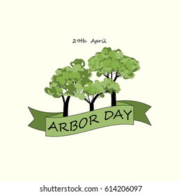 Arbor day design with green ribbon. Vector illustration